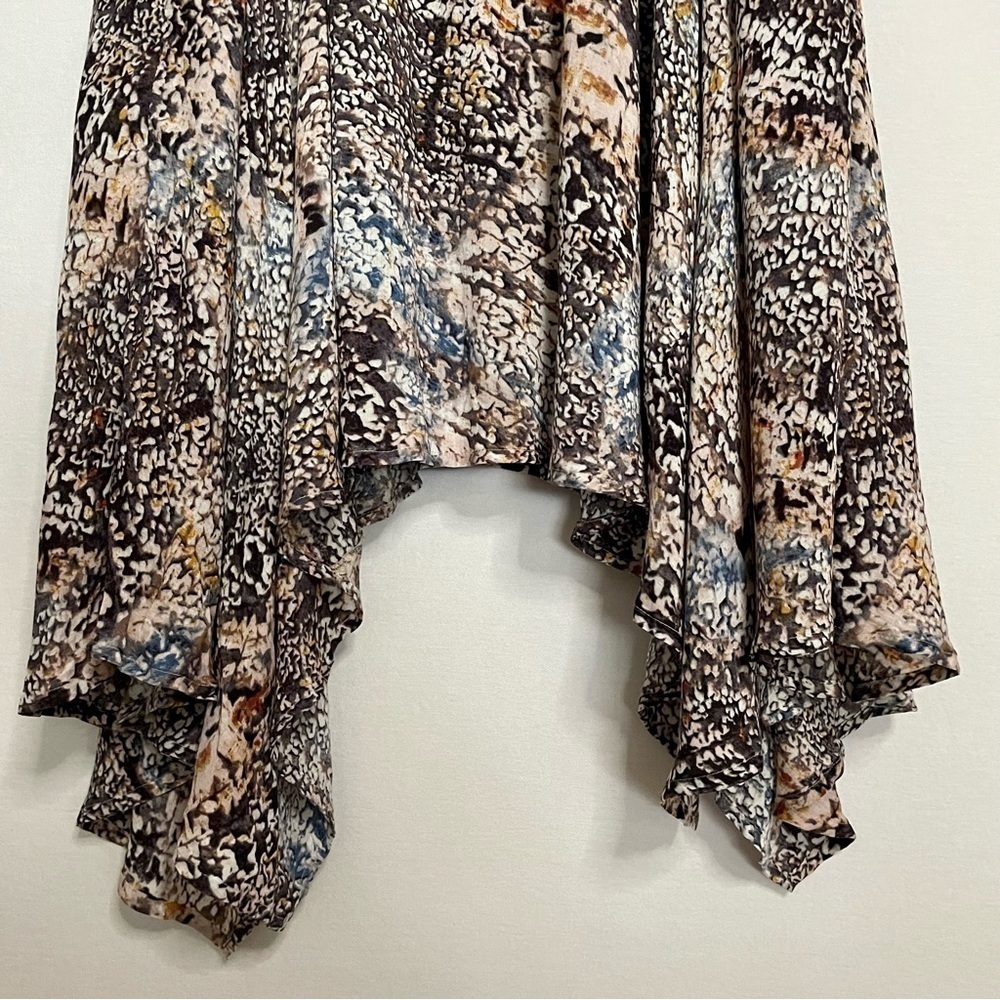 DKNY Boho Printed Midi Dress Artsy Handkerchief Hemline - Picture 7 of 15